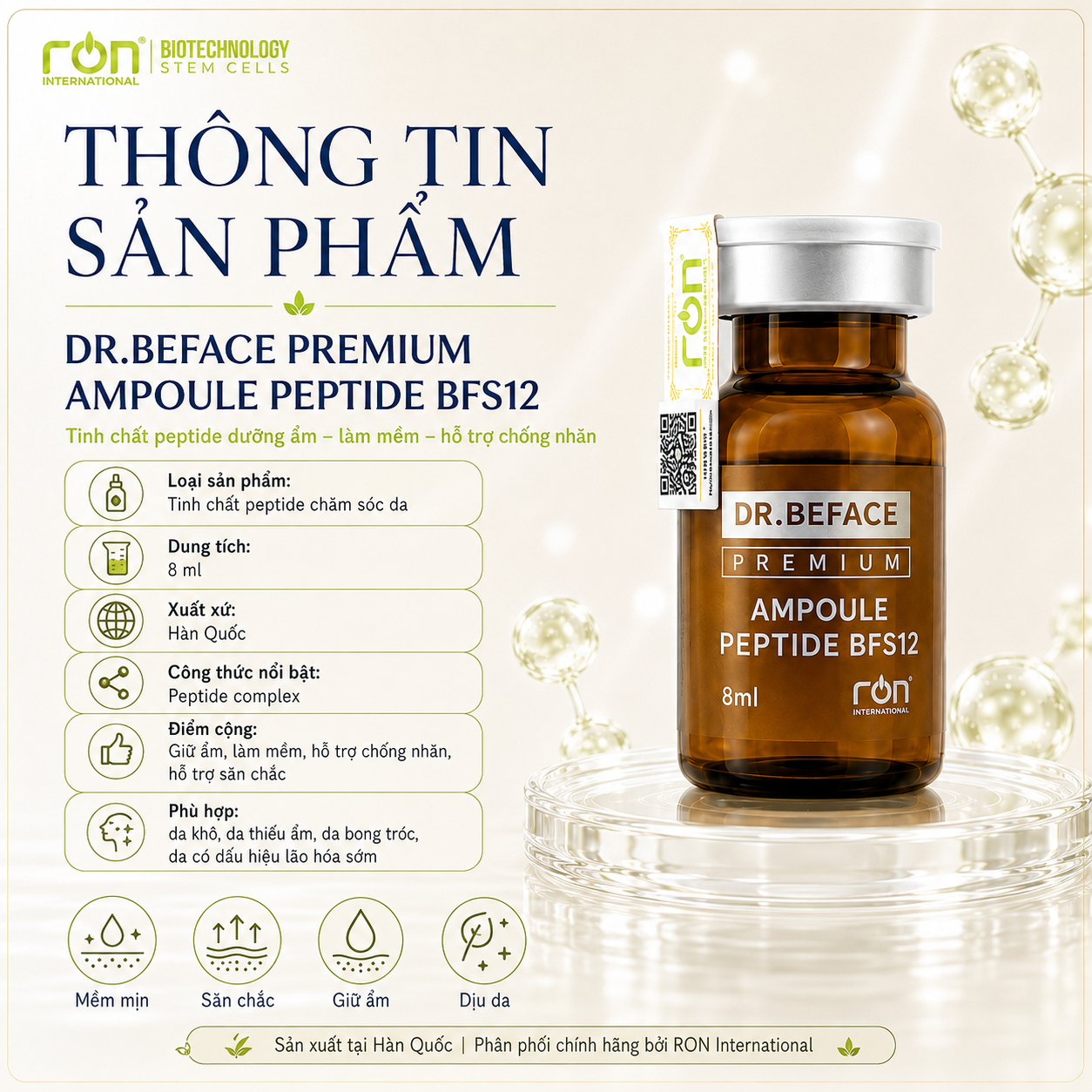 Tế Bào Gốc Dr.Face BFS 12 Tái Tạo Tế Bào,Nuôi dưỡng tế bào/ Ampoule Peptide BFS12 5ml/lọ